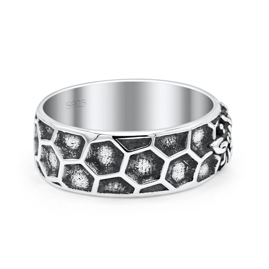 Celtic Honey Bee Comb Design Oxidized Band Ring Thumb Ring 8mm