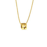 14K Yellow Gold Cross Dice Slider for Mix&Match Pendant 10mmX9mm With 16 Inch To 24 Inch 0.6MM Width Box Chain Necklace