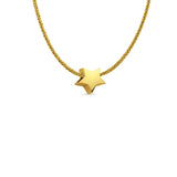 14K Yellow Gold Star Slider for Mix&Match Pendant 10mmX10mm With 16 Inch To 24 Inch 0.8MM Width Square Wheat Chain Necklace