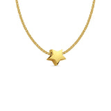 14K Yellow Gold Star Slider for Mix&Match Pendant 10mmX10mm With 16 Inch To 22 Inch 1.2MM Width Flat Open Wheat Chain Necklace