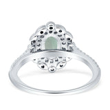 Vintage Style Oval Natural Green Amethyst Prasiolite Halo Engagement Ring