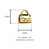 14K Yellow Gold Hand bag Slider for Mix&Match Pendant 10mmX10mm With 16 Inch To 24 Inch 0.8MM Width Box Chain Necklace