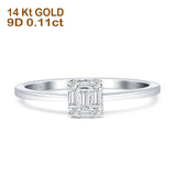 Unique Round And Baguette Diamond Ring 14K Gold 0.11ct