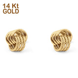 14K Yellow Gold Diamond Cut Double Round Swirl Studs Earring 10mm Best Birthday Or Anniversary Gift