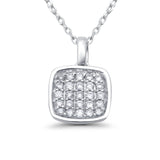 14K White Gold .15ct G SI Princess Shaped Diamond Pendant Necklace 18