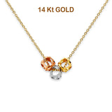 14K Tri Color Gold Perforated Ball Necklace 17