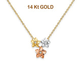 14K Tri Color Gold CZ Necklace 17" + 1" Extension