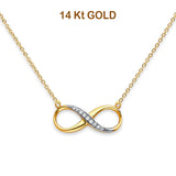 14K Two Tone Gold CZ Infinity Necklace 17