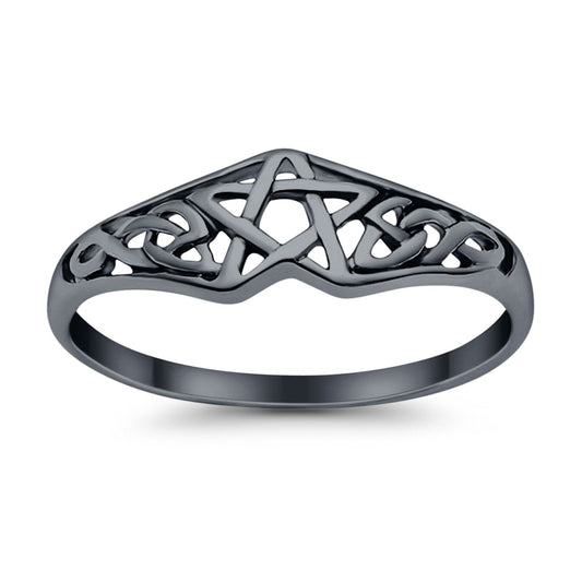 Pentagram Star Celtic Filigree Design Ring