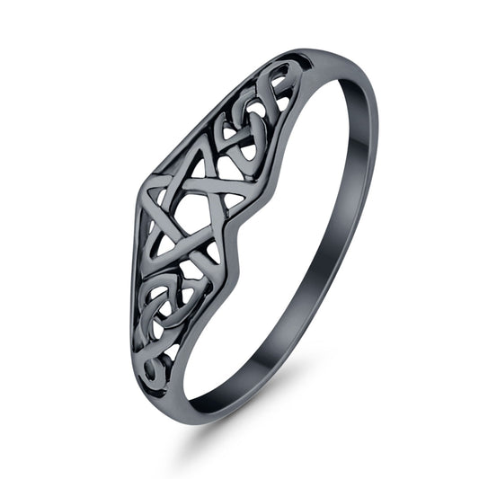 Pentagram Star Celtic Filigree Design Ring