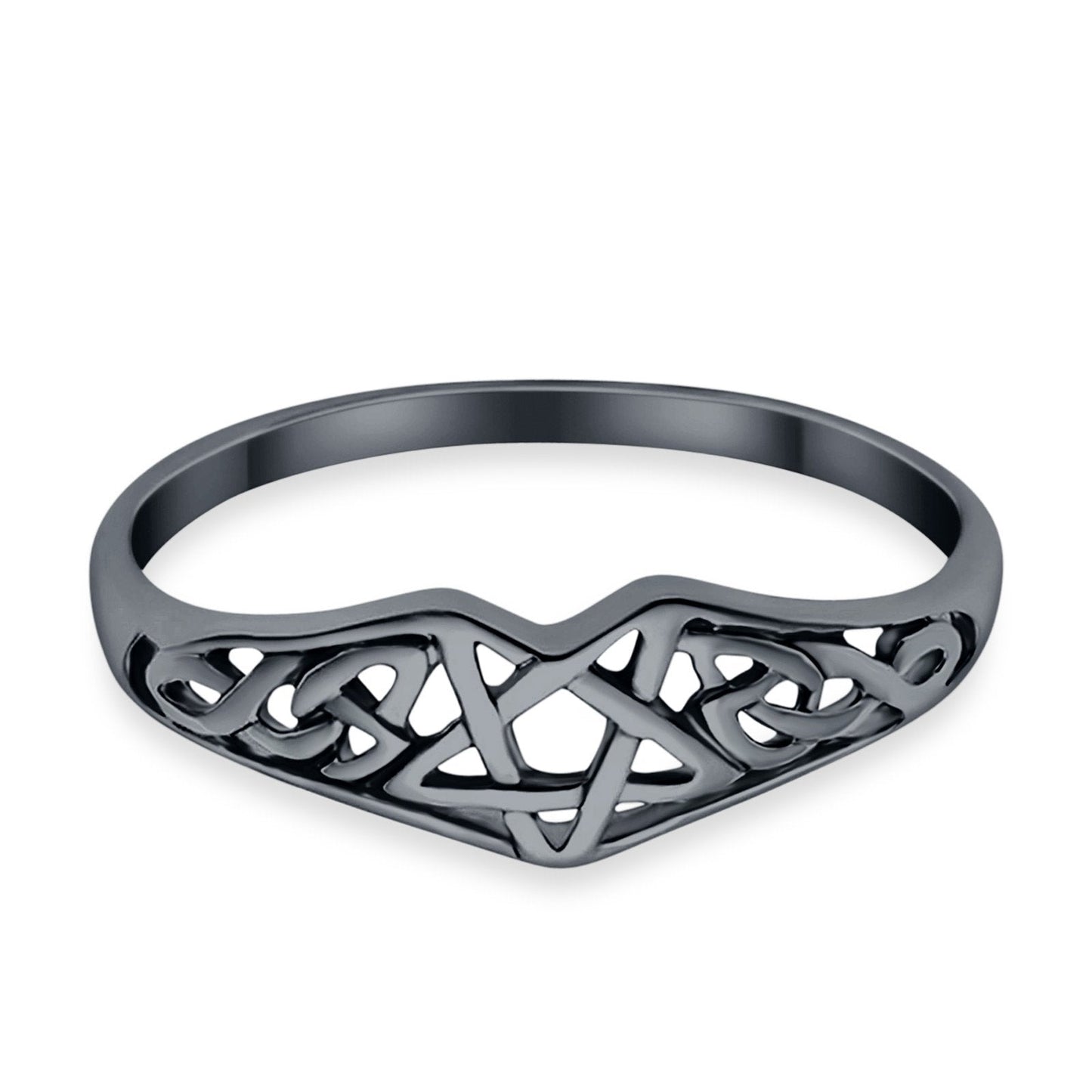 Pentagram Star Celtic Filigree Design Ring