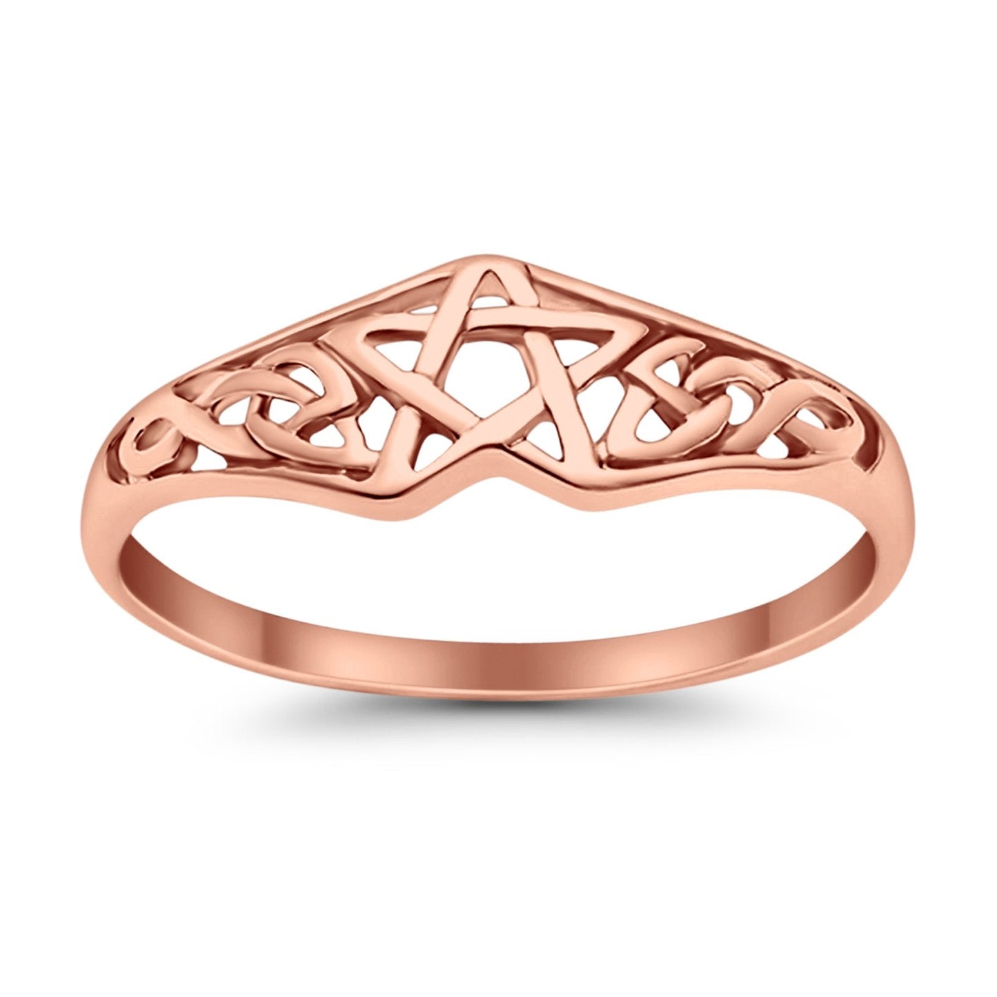 Pentagram Star Celtic Filigree Design Rose Tone Ring