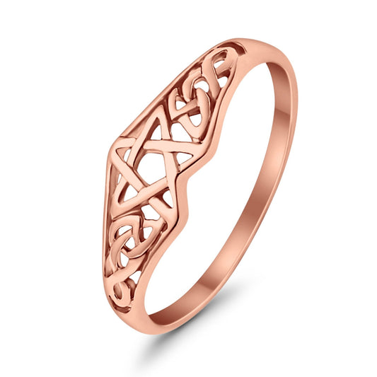 Pentagram Star Celtic Filigree Design Rose Tone Ring