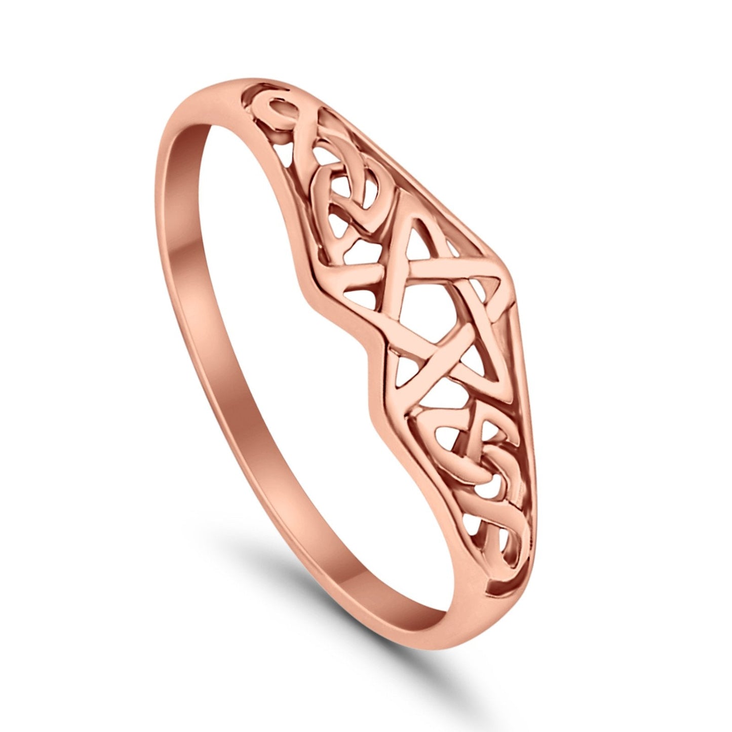 Pentagram Star Celtic Filigree Design Rose Tone Ring