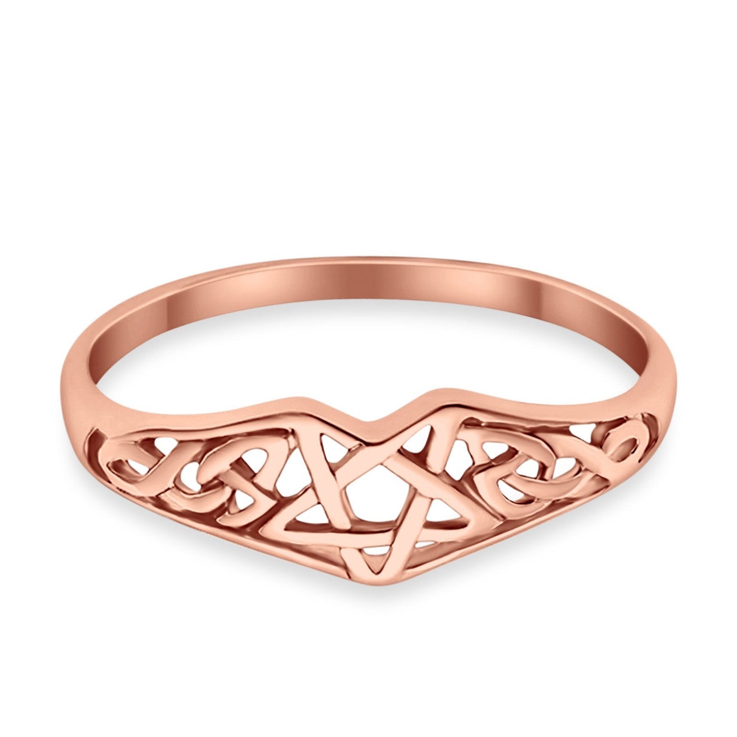 Pentagram Star Celtic Filigree Design Rose Tone Ring