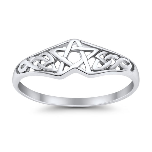 Pentagram Star Celtic Filigree Design Ring