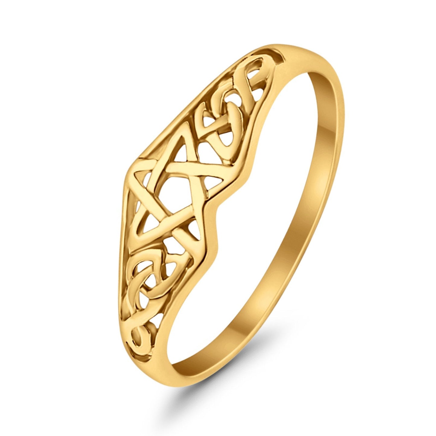 Pentagram Star Celtic Filigree Design Yellow Tone Ring