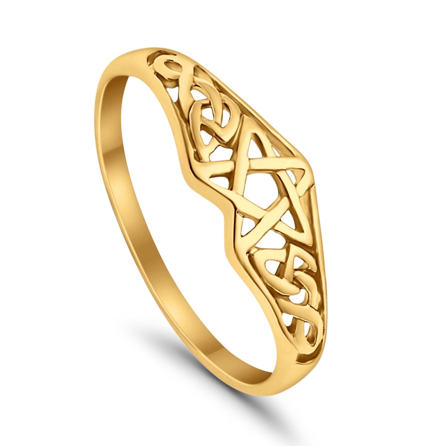 Pentagram Star Celtic Filigree Design Yellow Tone Ring