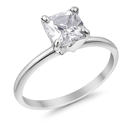 Solitaire Wedding Ring Princess Cut Simulated CZ