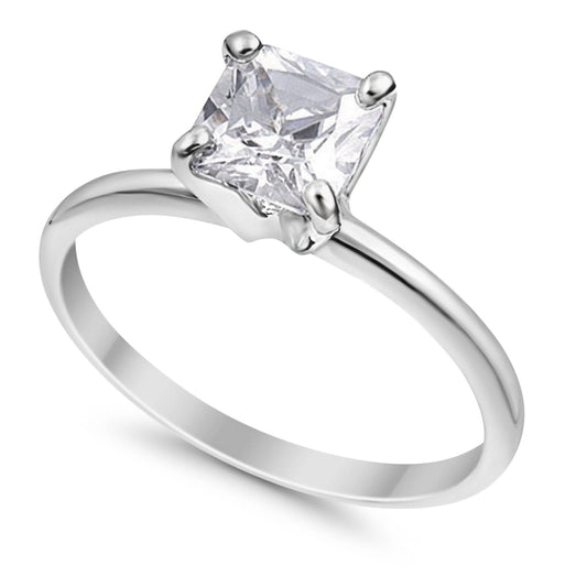 Solitaire Wedding Ring Princess Cut Simulated CZ