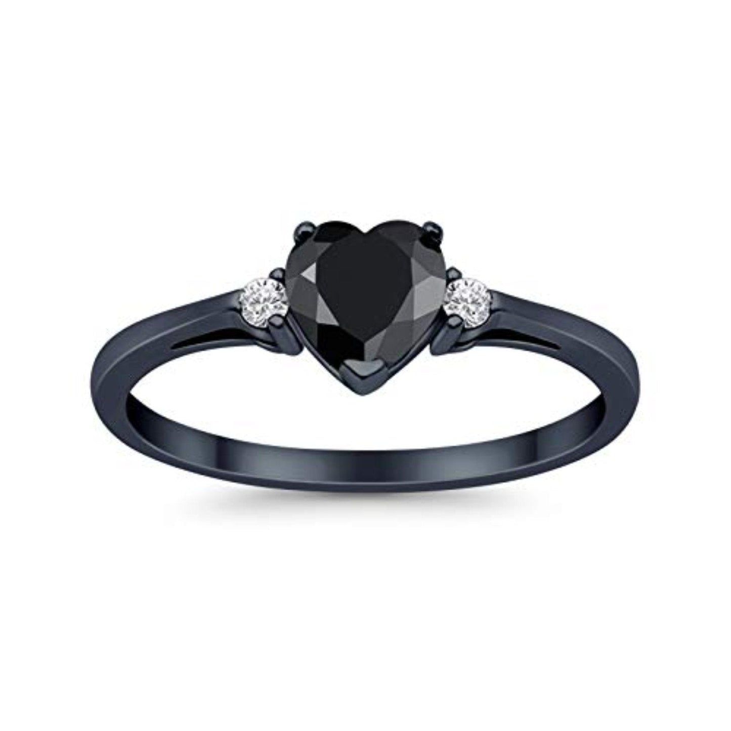 Heart Promise Black Tone, Simulated Black CZ Wedding Ring