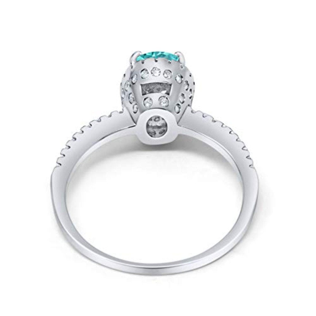 Halo Fashion Ring Oval Simulated Paraiba CZ Accent