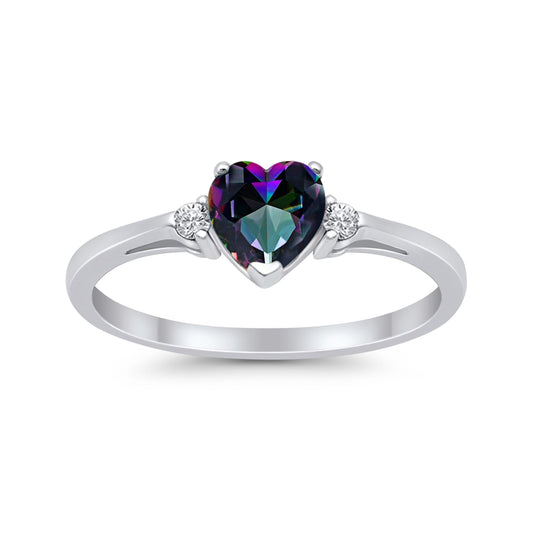 Heart Promise Simulated Rainbow CZ Engagement Ring