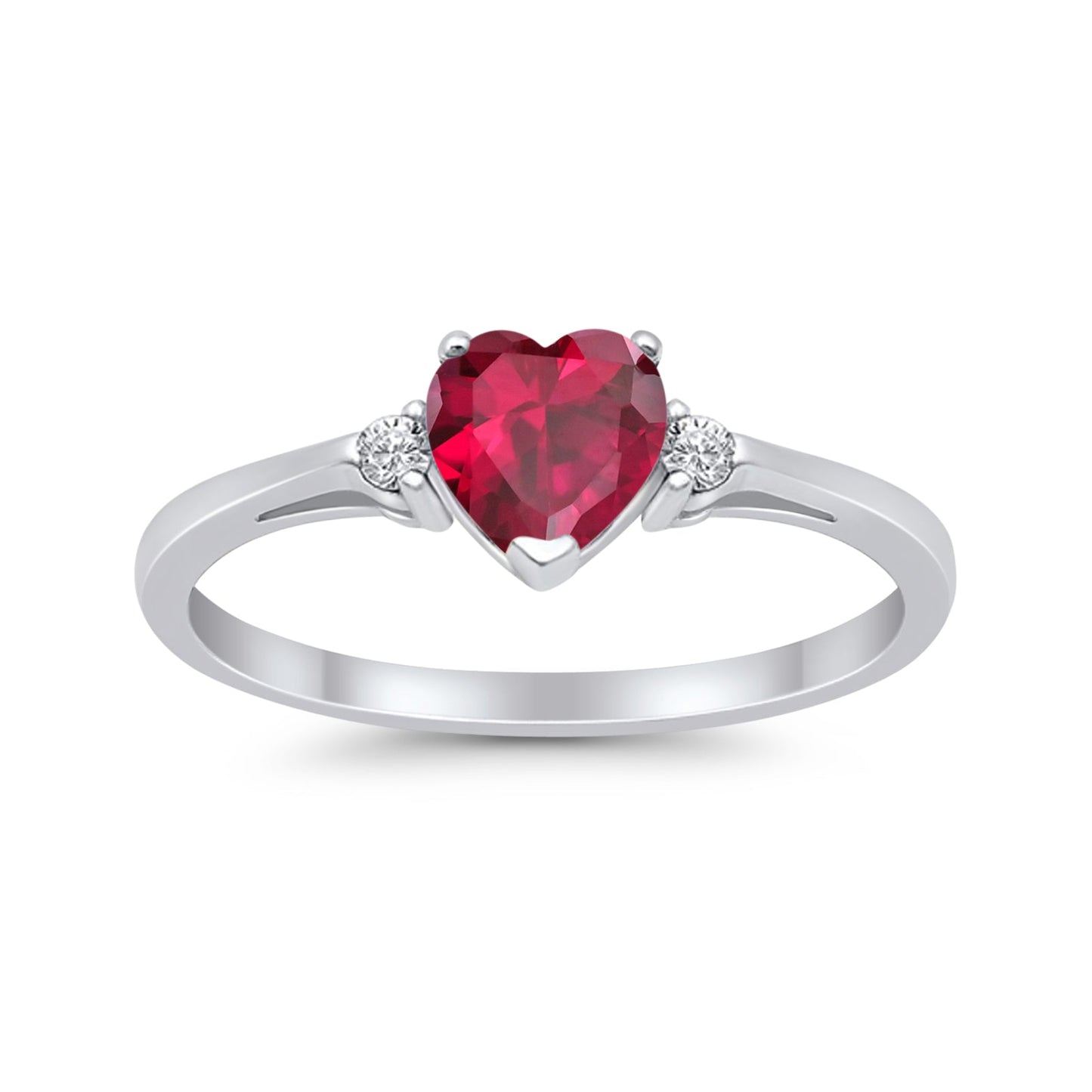 Heart Promise Engagement Ring Simulated Ruby CZ