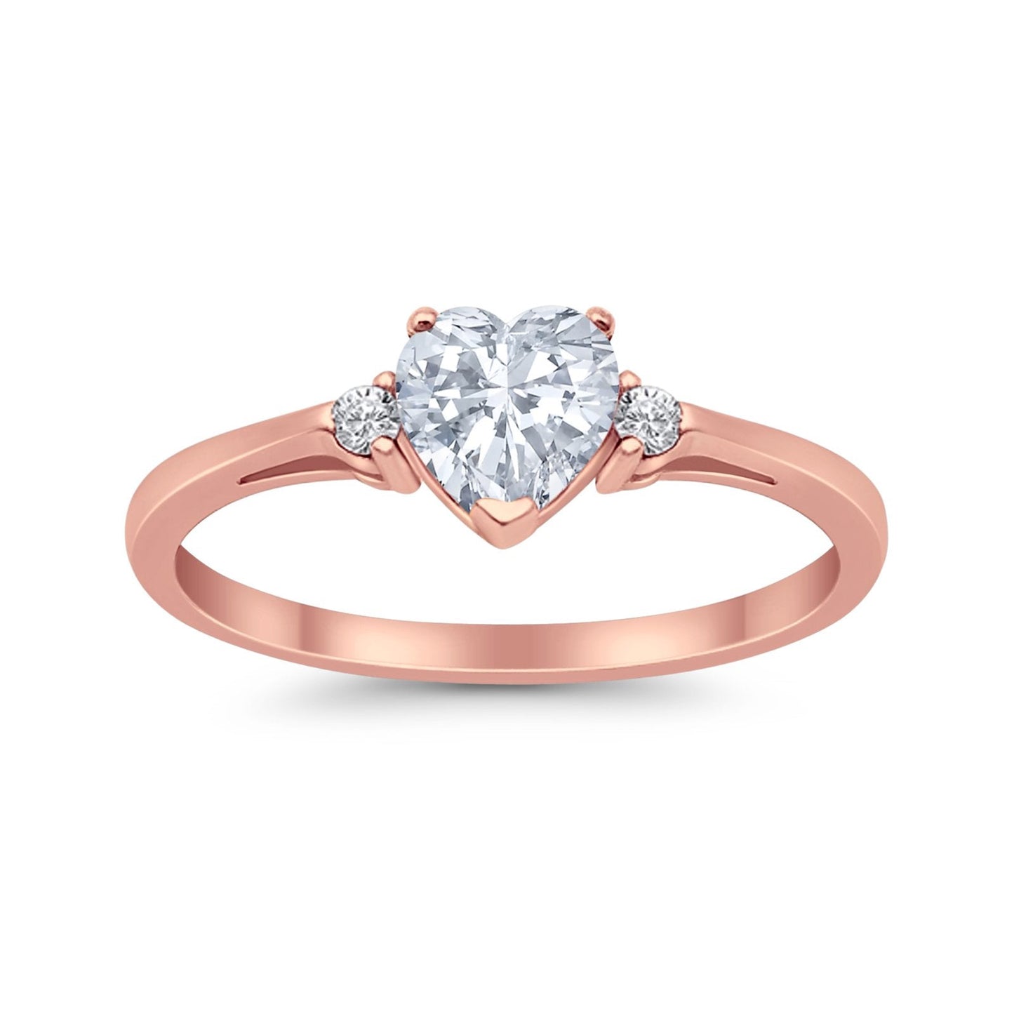 Heart Promise Rose Tone, Simulated CZ Wedding Ring