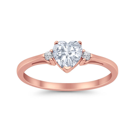 Heart Promise Rose Tone, Simulated CZ Wedding Ring