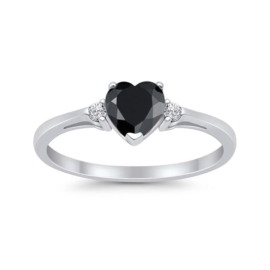 Wedding Heart Promise Ring Simulated Black CZ