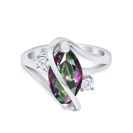 Swirl Marquise Simulated Rainbow CZ Fashion Ring