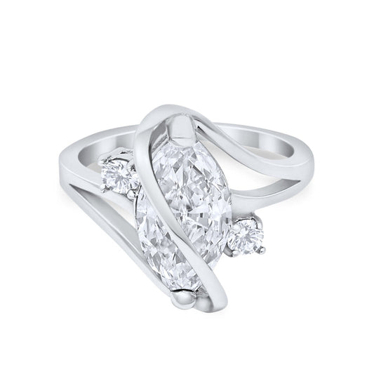 Swirl Fashion Ring Marquise Simulated Cubic Zirconia