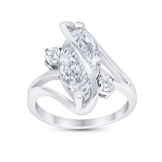 Swirl Fashion Ring Marquise Simulated Cubic Zirconia