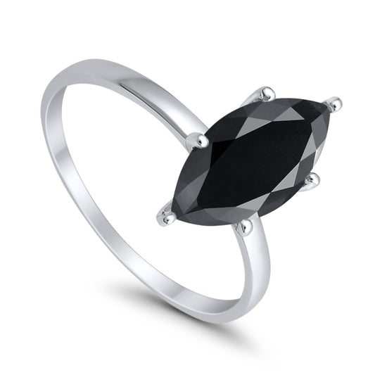 Solitaire Marquise Simulated Black CZ Wedding Ring