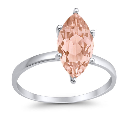 Solitaire Marquise Simulated Morganite CZ Wedding Ring