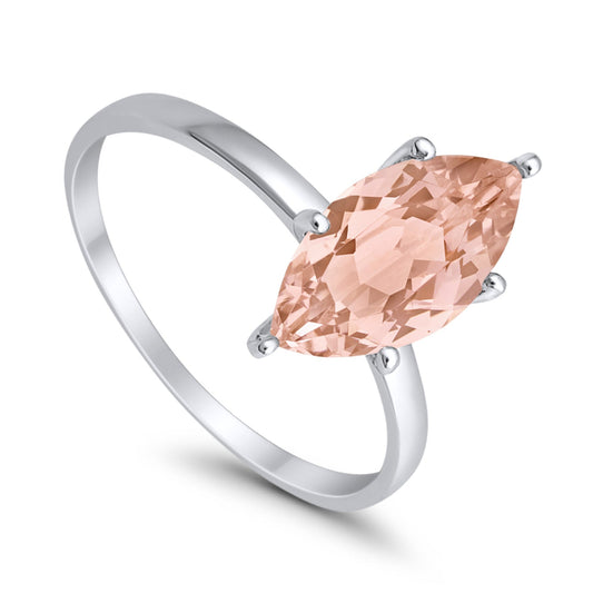 Solitaire Marquise Simulated Morganite CZ Wedding Ring