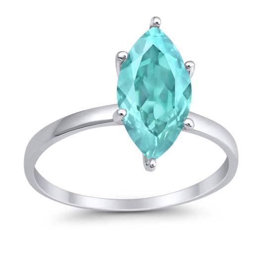 Solitaire Marquise Simulated Paraiba Tourmaline CZ Wedding Ring