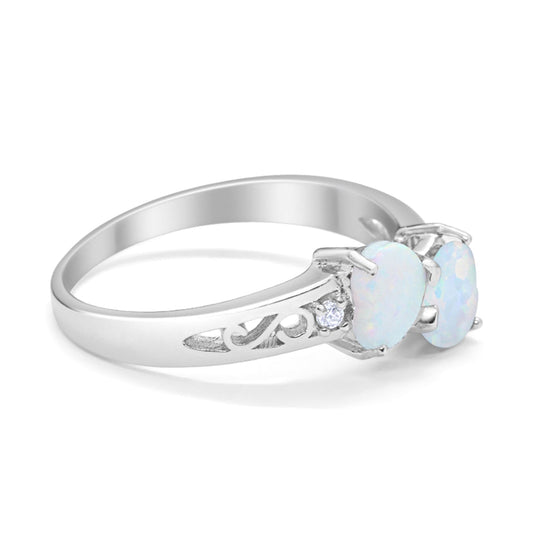 Heart Filigree Ring Lab Created White Opal