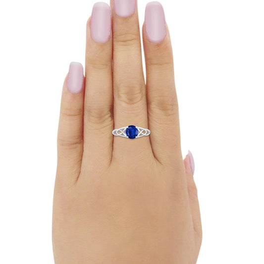 Halo Vintage Style Wedding Ring Simulated Blue Sapphire CZ