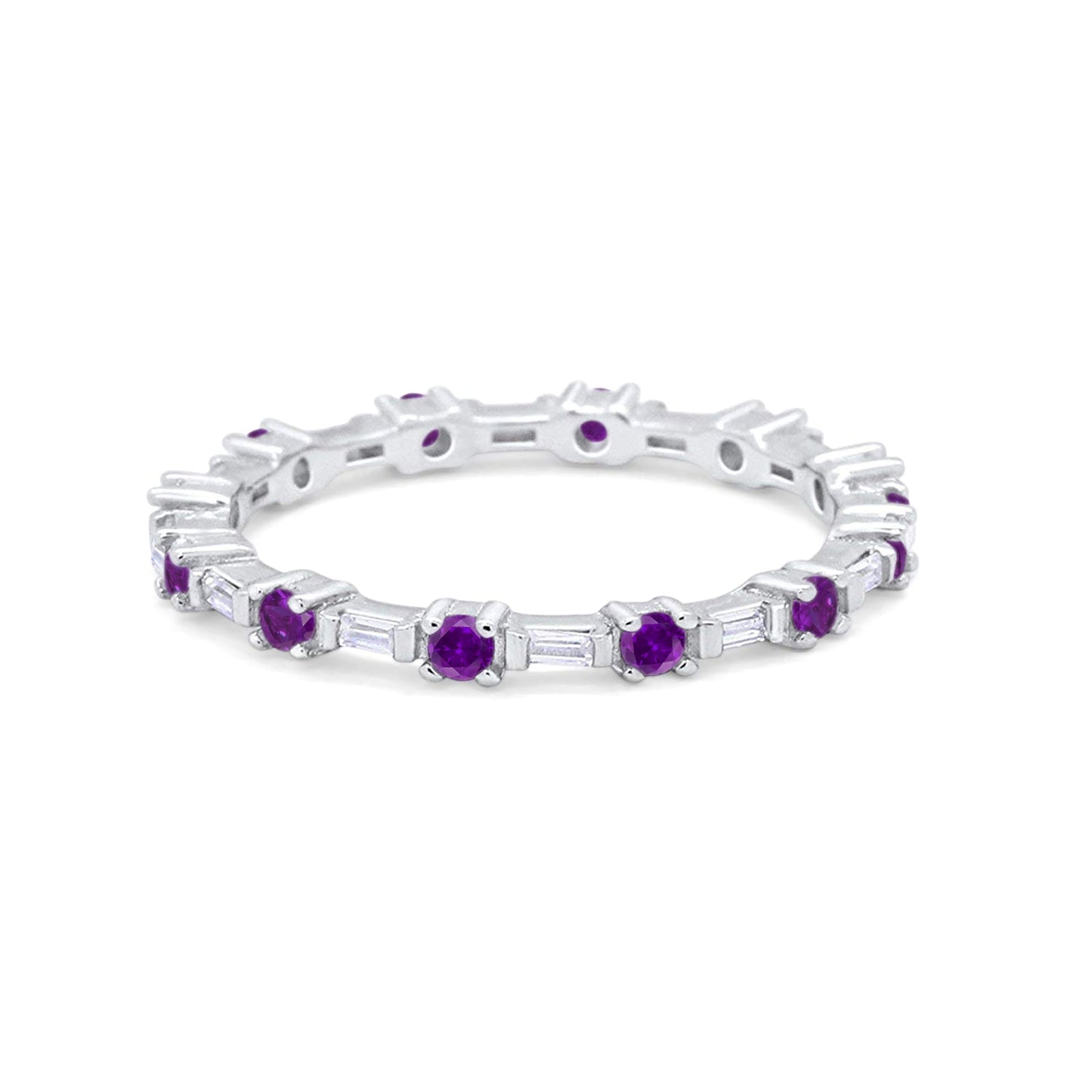 Full Eternity Ring Round Amethyst CZ Wholesale