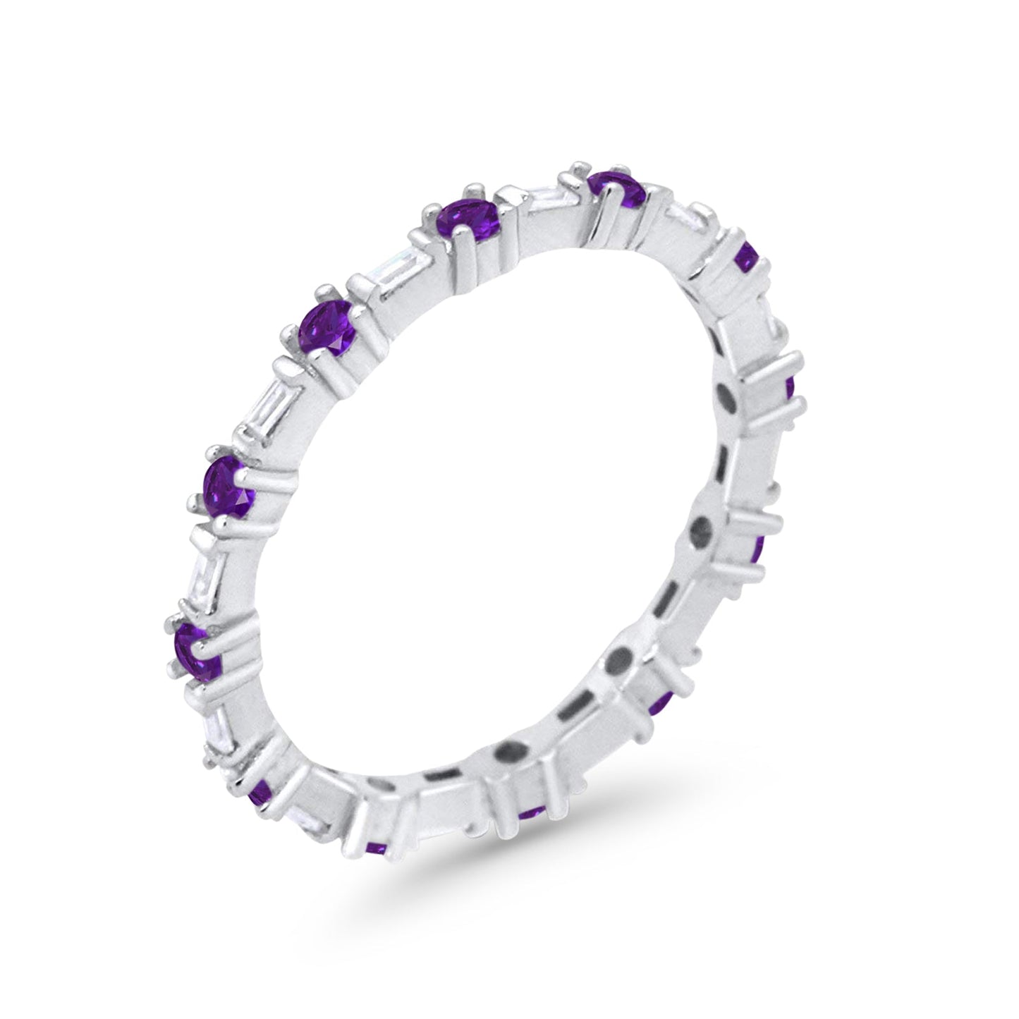 Full Eternity Ring Round Amethyst CZ Wholesale