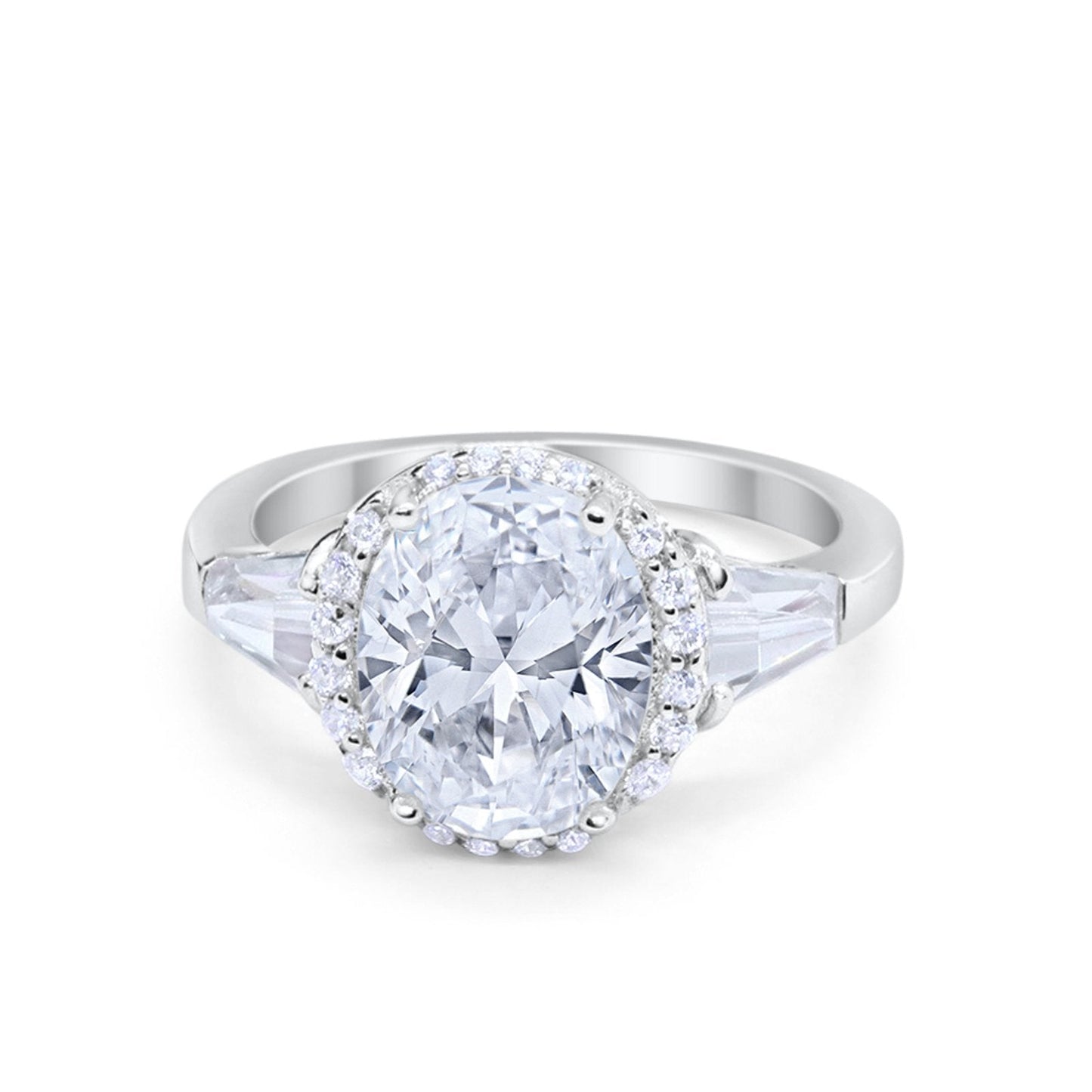 Oval Baguette Round Simulated CZ Wedding Engagement Ring