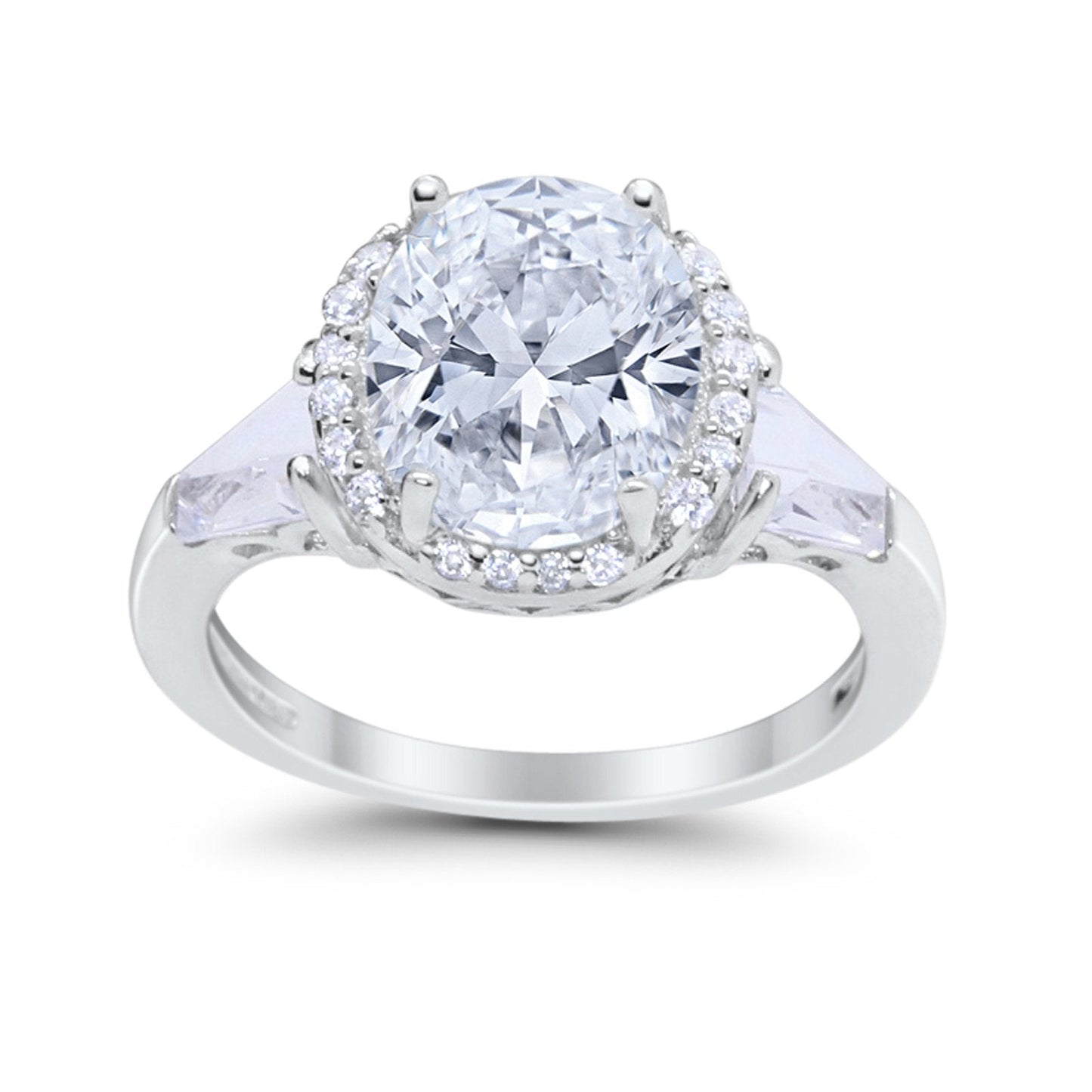 Oval Baguette Round Simulated CZ Wedding Engagement Ring