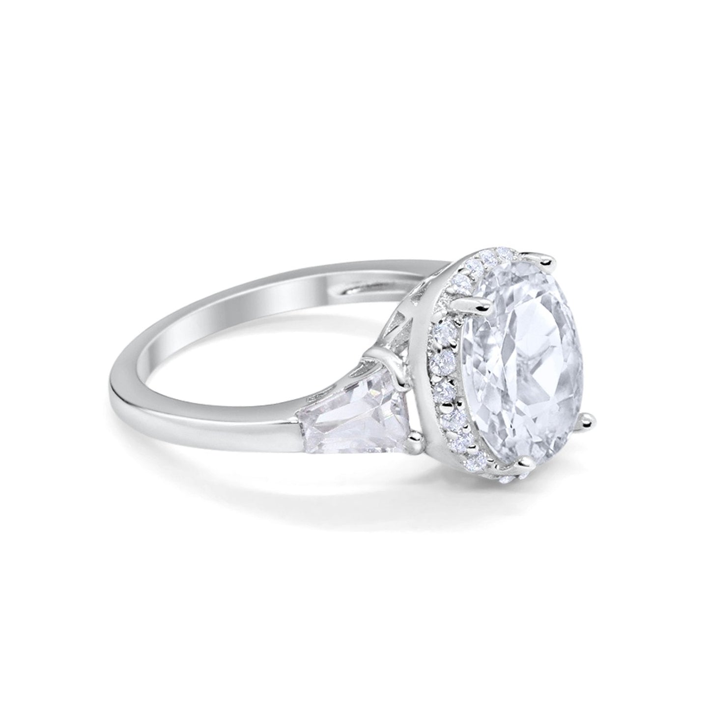 Oval Baguette Round Simulated CZ Wedding Engagement Ring