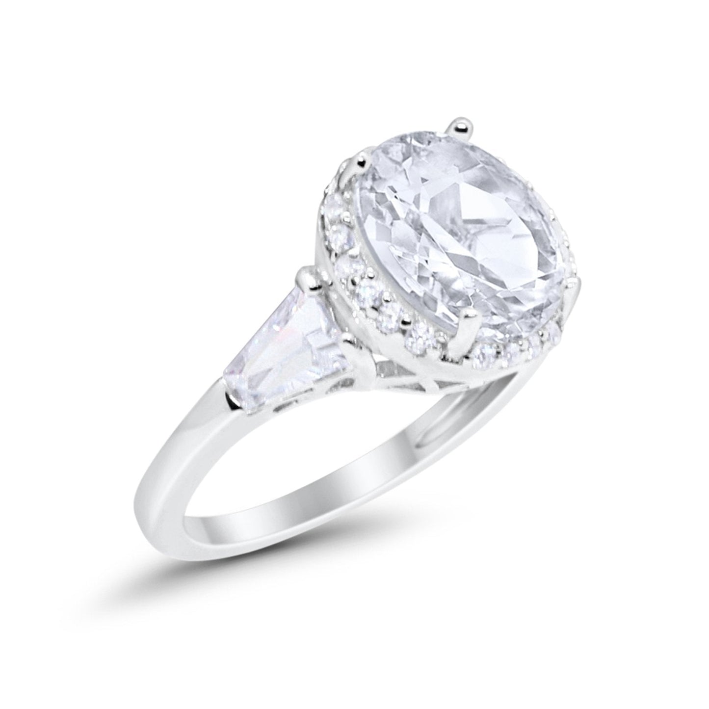 Oval Baguette Round Simulated CZ Wedding Engagement Ring