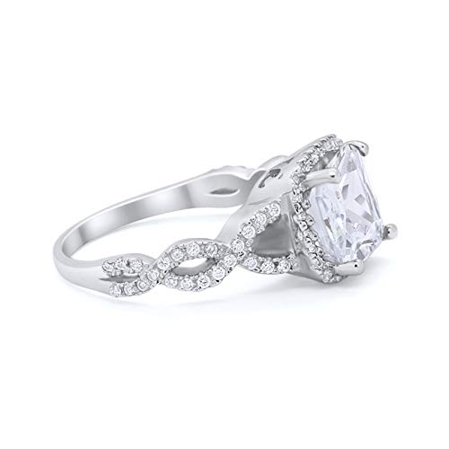 Cushion Cut Round Halo CZ Bridal Ring