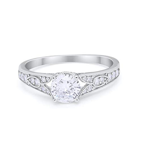 Vintage Style Round Simulated Cubic Zirconia Wedding Ring