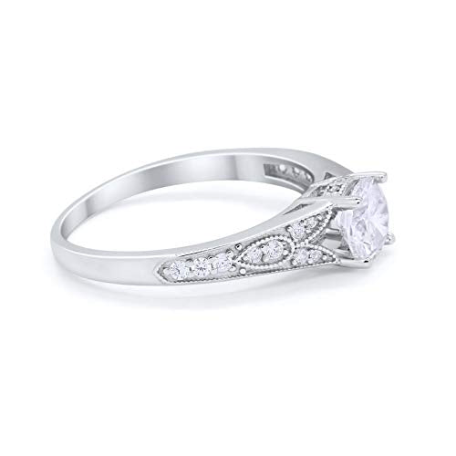 Vintage Style Round Simulated Cubic Zirconia Wedding Ring