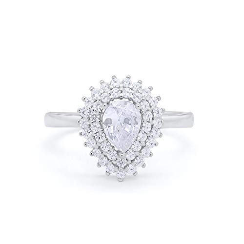 Teardrop Wedding Bridal Ring Simulated CZ